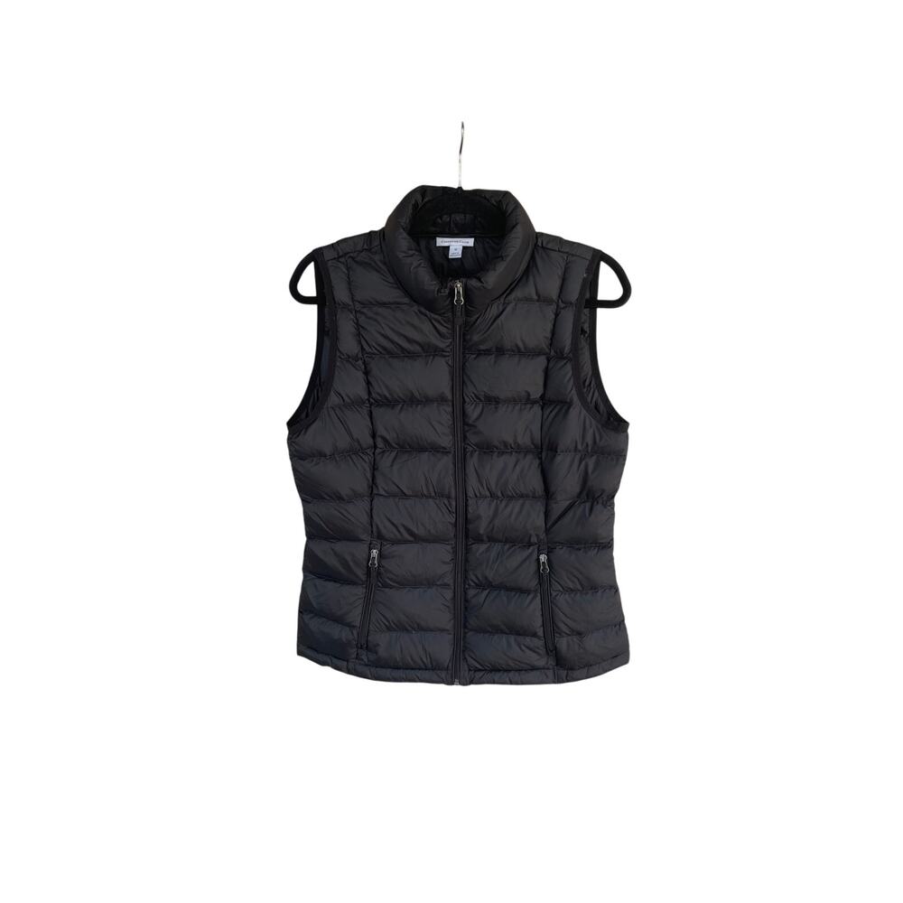Charter Club Vest Down Puffer Size M Quilted Zip Front Insulated Black Fall